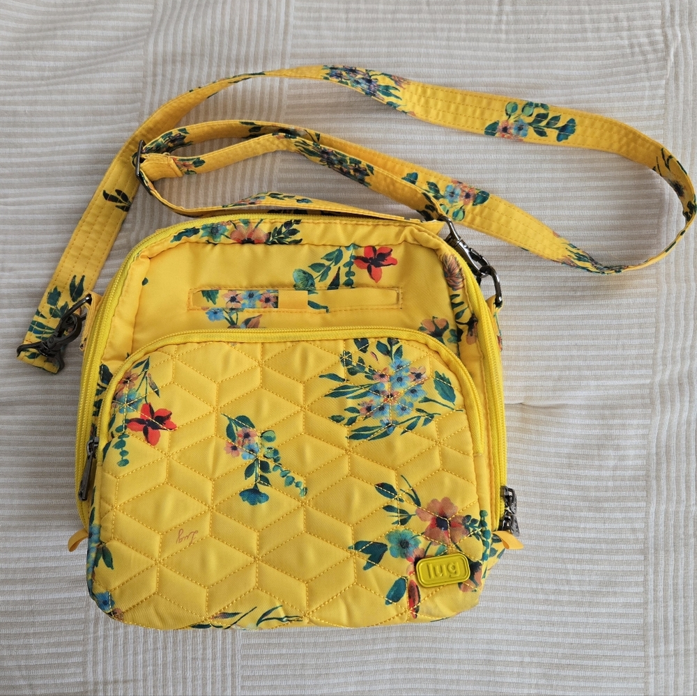 lug Yellow Quilted Floral Crossbody Bag